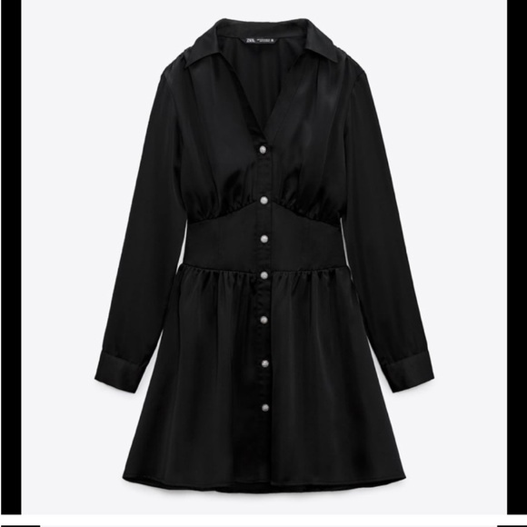 NWT Zara JEWEL BUTTON SATIN EFFECT MINI DRESS - Picture 5 of 10